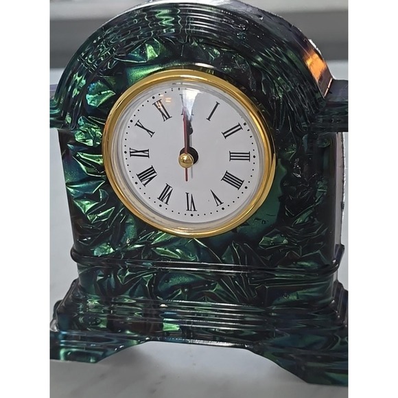 Handmade Resin Desk Clock Green Velvet Look 6 Inch. Decoration Gift 728 - Picture 6 of 6